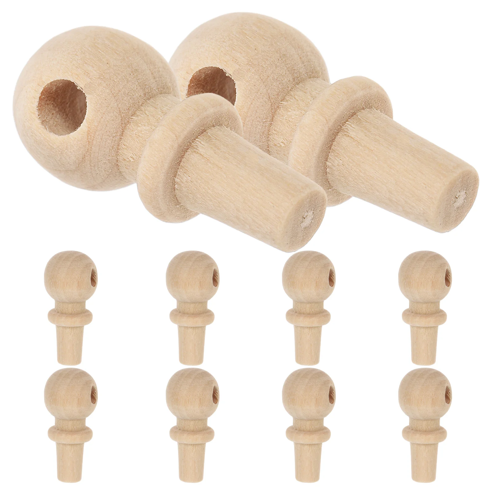 10 Pcs Trundle Bed Gourd Stopper Accessories Bottle with Cork Wooden Spindles for Crafts Sealer Knobs Beige Capper Mini Cabinet