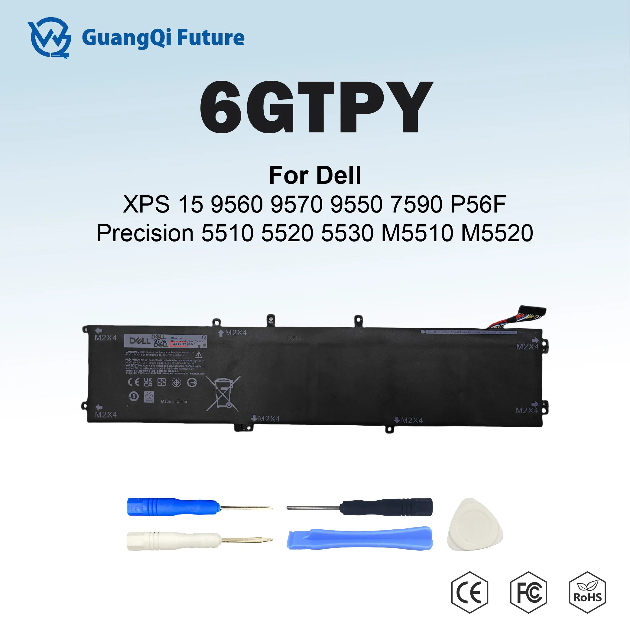 

6GTPY аккумулятор для ноутбука Dell XPS 15 9560 9570 9550 7590 Precision 5520 5530 Vostro 7500 5XJ28 i7-7700HQ 5D91C GPM03 4GVGH 1P6KD