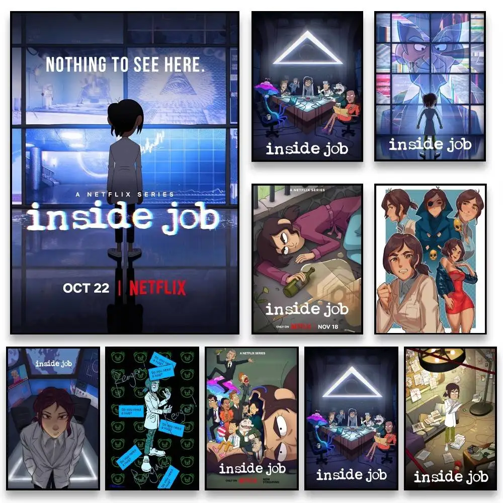 Pósteres de anime clásicos de Inside Job, decoraciones artísticas de pared autoadhesivas de alta calidad, impresiones en color, adhesivas