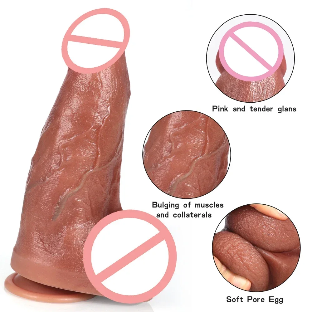 Soft Silicone Giant Dildo Thick Huge Cock Realistic Masturbators Double Layer Penis Women Anal Sex Toy Suction Cup Adults Dick