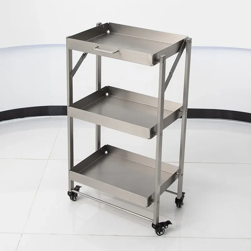 Stainless steel beauty salon bar cart Internet celebrity cart hair salon tool haircut cutting folding special perm and dyeing
