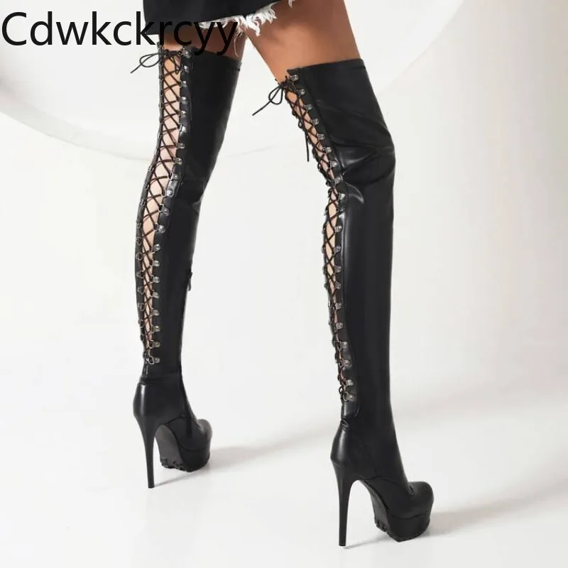 Autumn and Winter New style fashion high-heeled Women's Boots Cross tie straps party sexy Over the knee Thin Heels Women's Boots