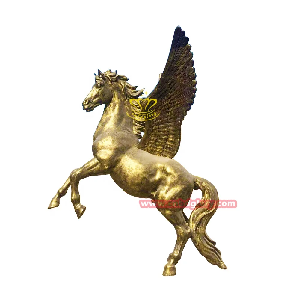 Outdoor Plaza Garden Street Landscape Decoration Design Animal Art Sculpture Fiberglass Pegasus Winged Horse Statue Resin