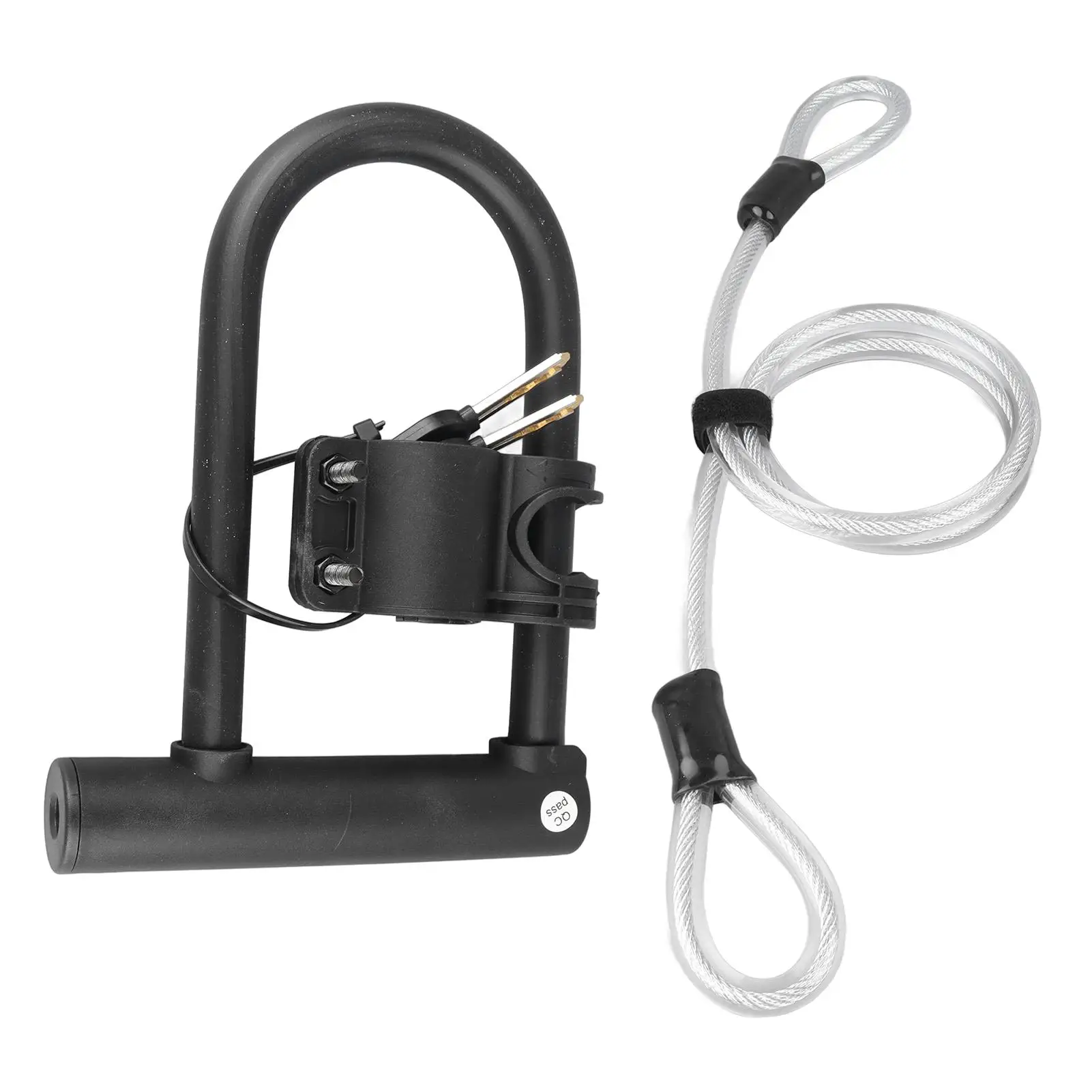 

Universal Anti Theft Bike U Lock with Steel Cable Set 2 Keys Ideal for Road and Mountain Bikes