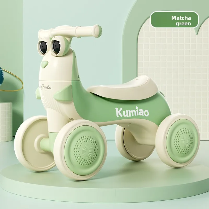 دراجة ذات 4 عجلات للأطفال من سن 1-3 سنوات تعلم ركوب سكوتر الطفل مع أضواء LED للموسيقى سكوتر للأطفال الصغار توازن البطريق الكرتوني