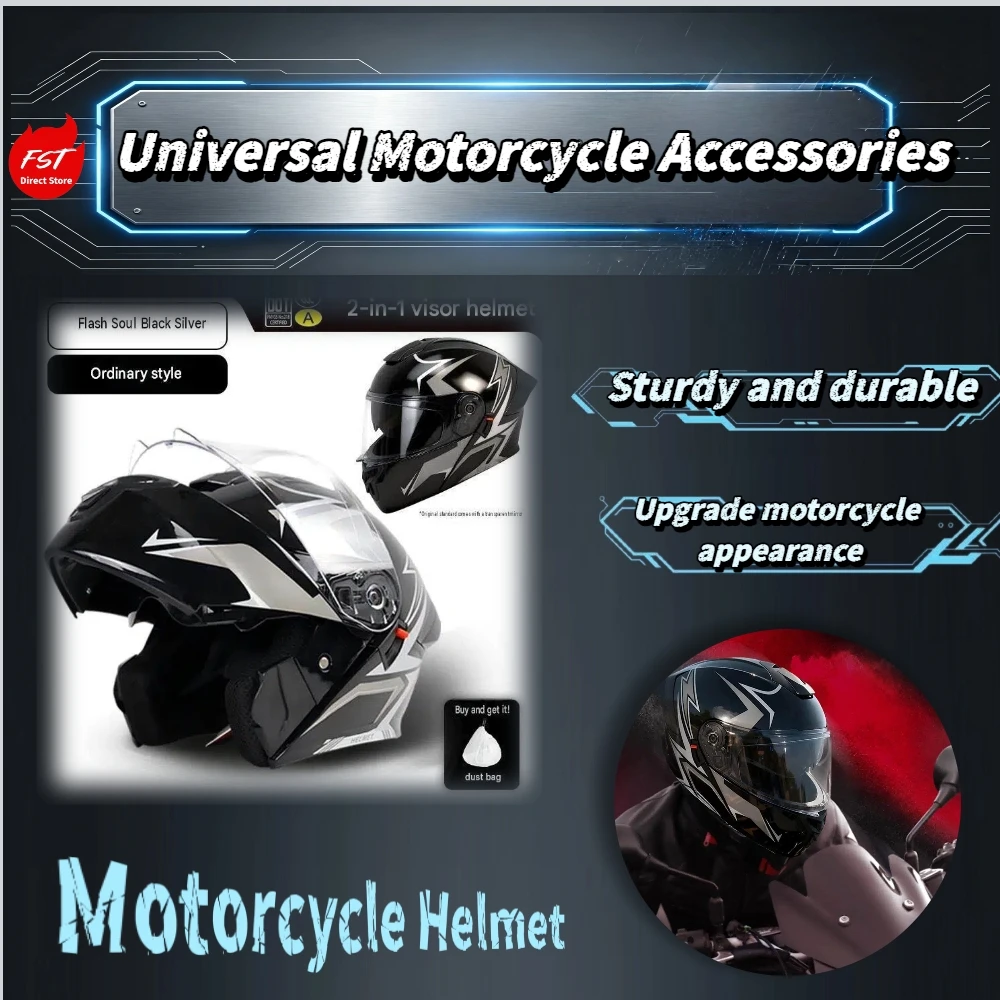 Dual‑Visor Flip‑Up Motorcycle Helmet 3C DOT Certified 709ABS Shell Breathable Winter Warm Safety Helmet For Men Women Riders