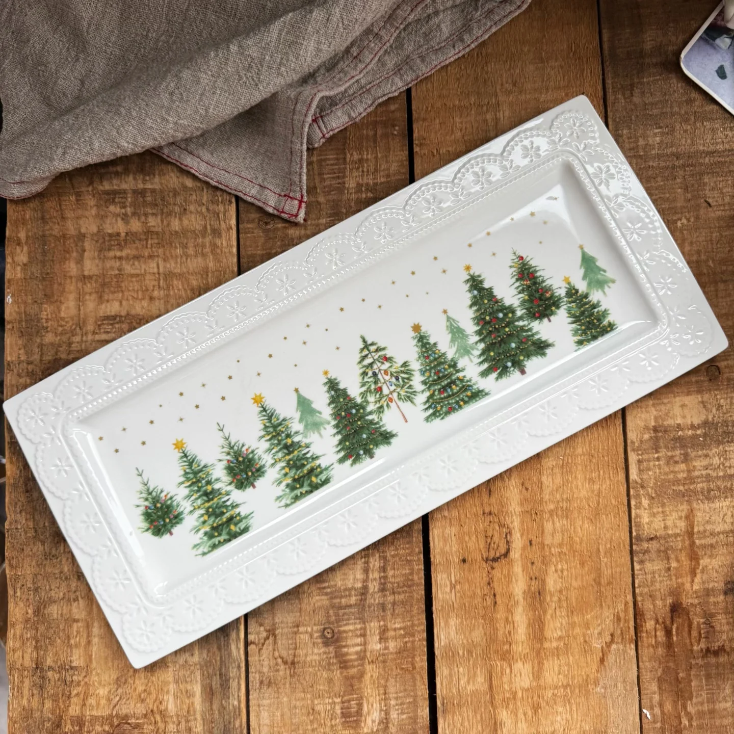 

New Cisas Tree Lace Cerc Diningware Rectangular Sna Plate Sui Plate Fruit Plate Underglaze Color Fine