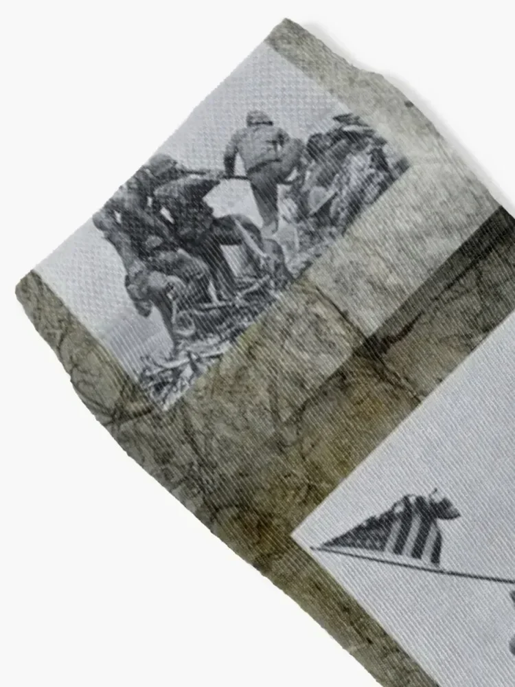 Iwo Jima Vintage Photograph With Distressed Frame Design Socks short floral sports stockings designer Socks Female Men's