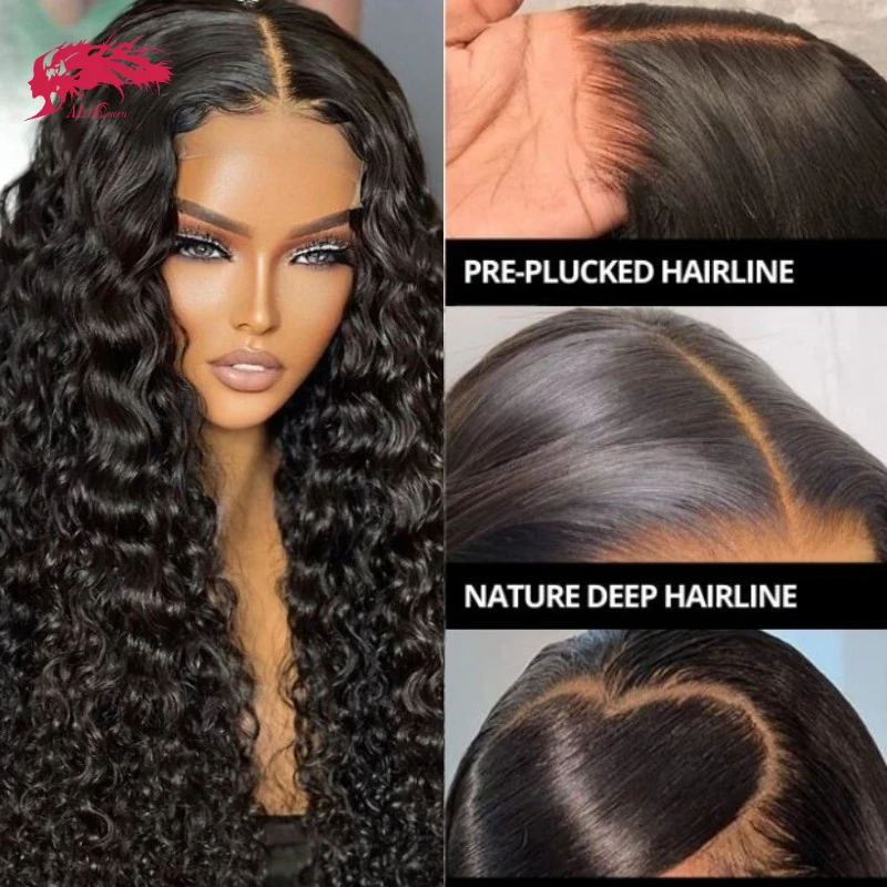 

Ali Queen HD 6X6/7X7 Deep Wave Lace Closure Wigs Transparent 13X6 Front Human Hair 180 Density