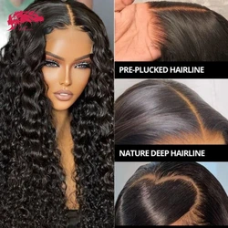 Ali Queen 6X6/7X7 HD Deep Wave Lace Frontal Wig Transparent 13X4&13X6 Front Indina Virgin Human Hair 180 Density