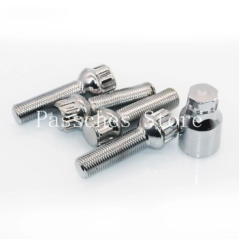 45mm Extra Long Anti-theft Screws Wheel Lock Bolts M14x1.5 4 Lug Bolts + 1 Key