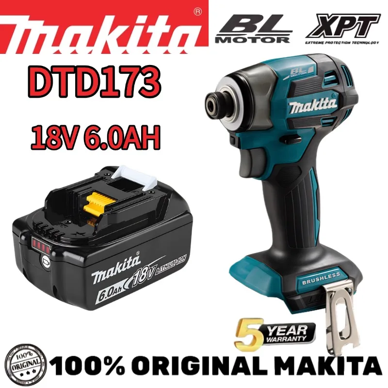 

╥ ╖ Оригинальный беспроводной ударный шуруповерт Makita DTD173, 18 В, крутящий момент 180 Нм, 3800 об/мин, 1 4-дюймовый шестигранный патрон, 3 скорости, профессиональный