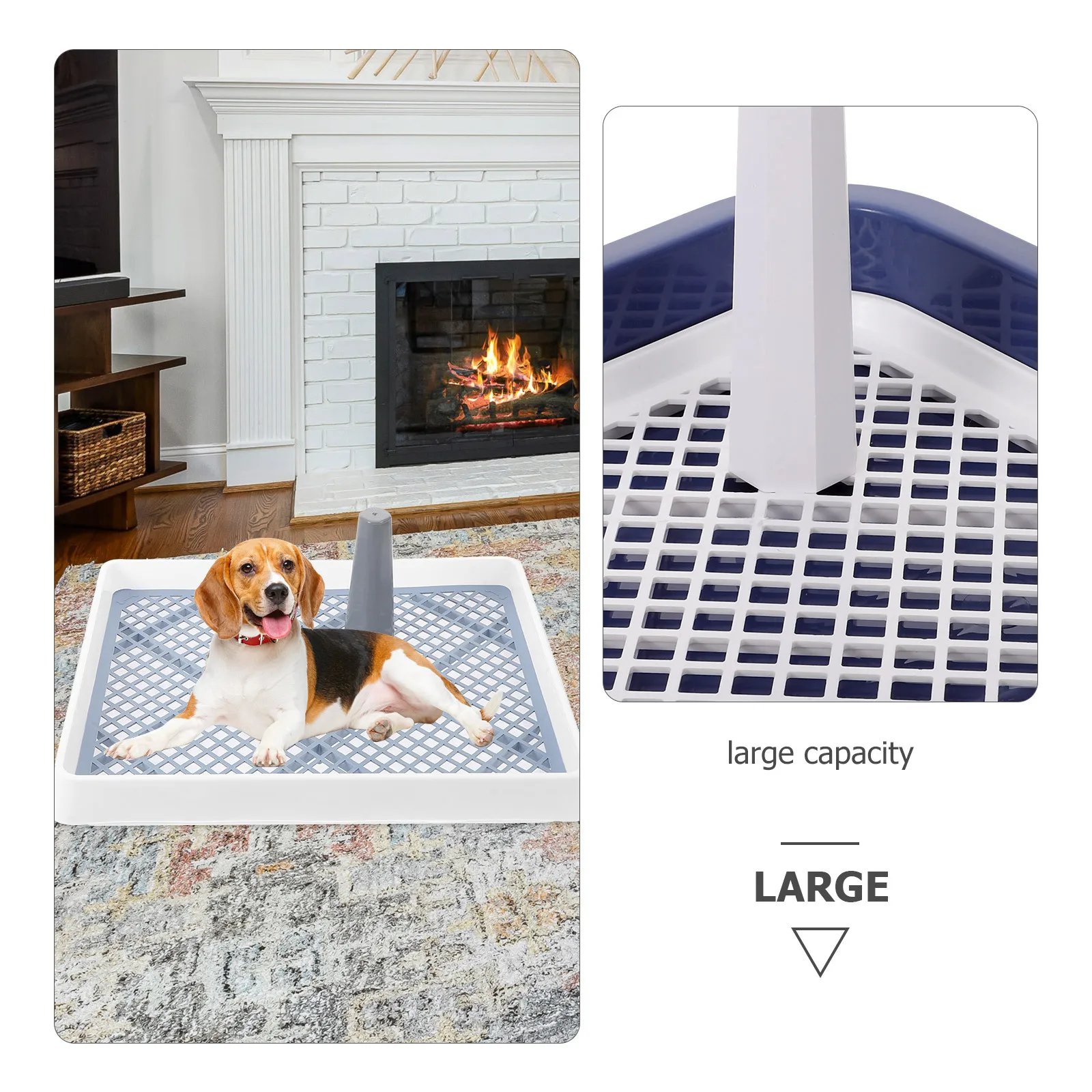 

Dog Toilet Large Capacity Puppy Potty Tray Splashproof Plastic Indoor Pet Toilet Anti-Slip Mesh Dog Urinal Training Potty