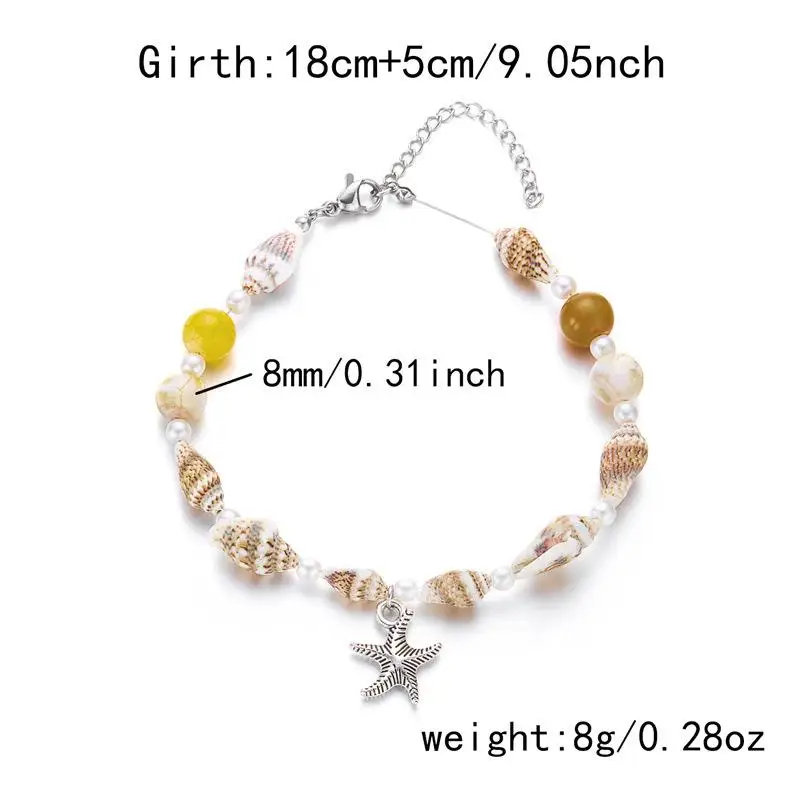 نجم البحر سوار للنساء الاتجاه الجديد شل مطرز سوار الفتيات الصيف الشاطئ مجوهرات السفر هدية