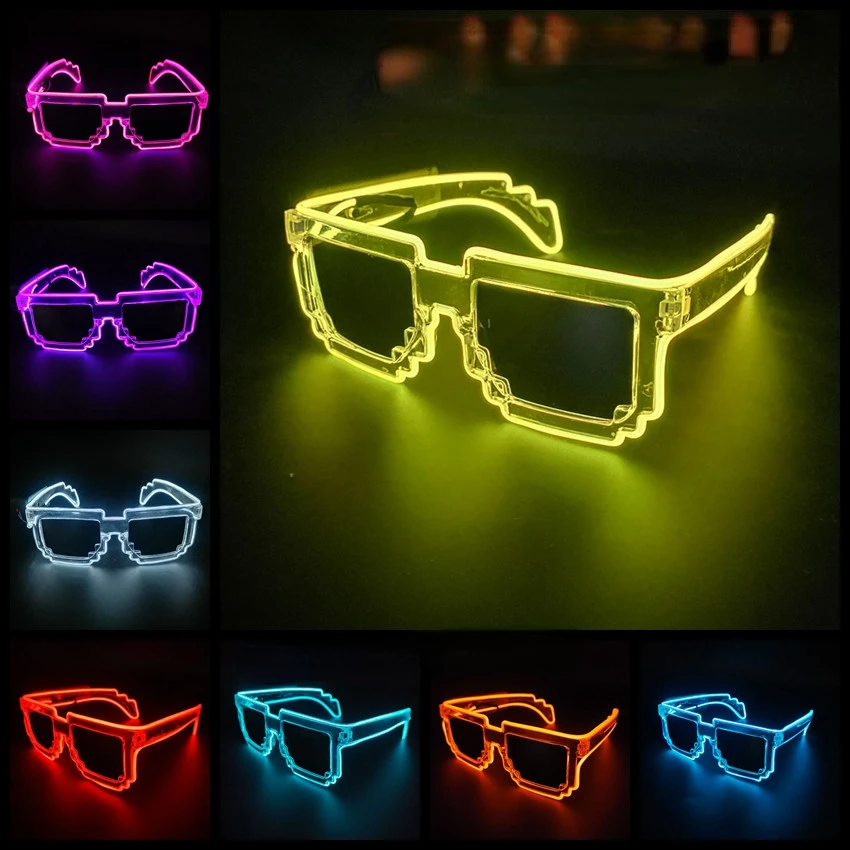 

Led Sunglasses for Glow Party Glasses glow in the dark Flashing Mosaic UV400 Eyewear Unisex Gift Toy led luminous glasses очки