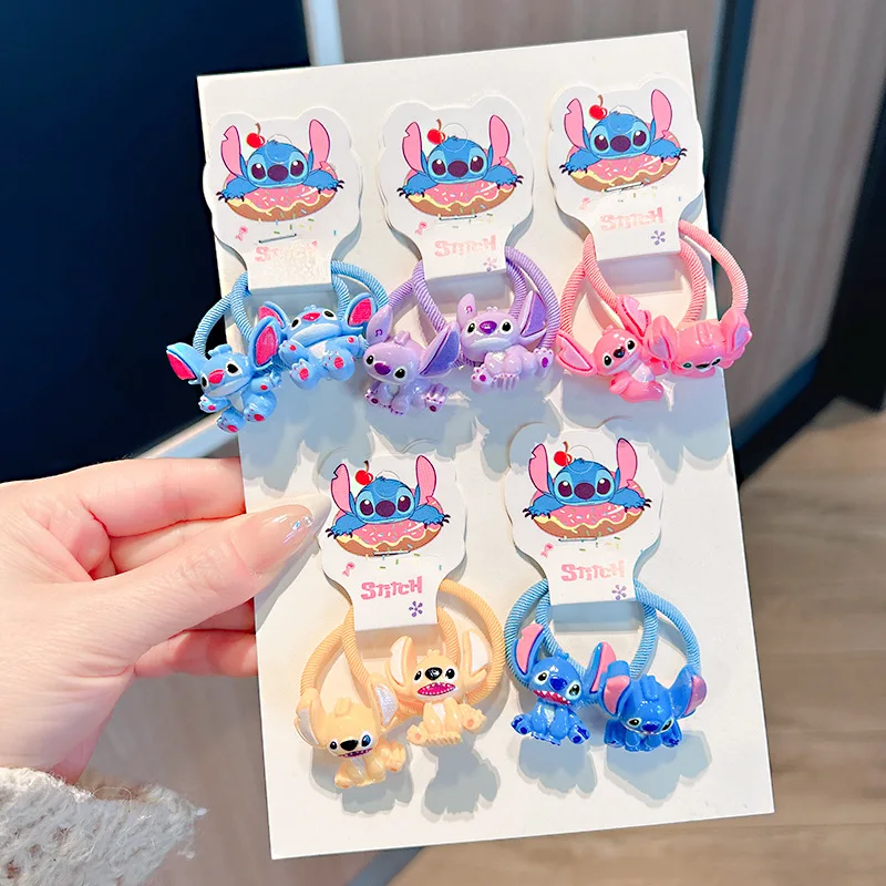 

10pcs Colorful Stitch Hair Rope Tie Cartoon Elastic Hair Bands Scrunchies Women Girls Ponytail Holder Hair Accessories Gift