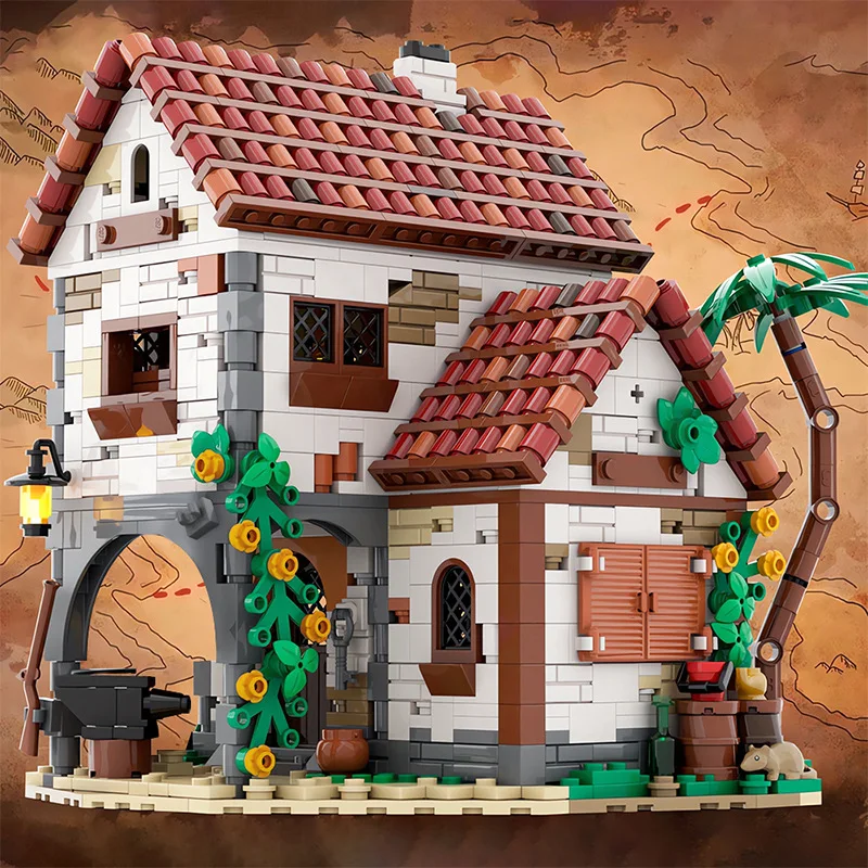 MOC-124328 Pirates Blacksmith‘s House Building Block Set Eldorado Fortress-Empire Pirate Castle Model DIY Kids Puzzle Toys Gift