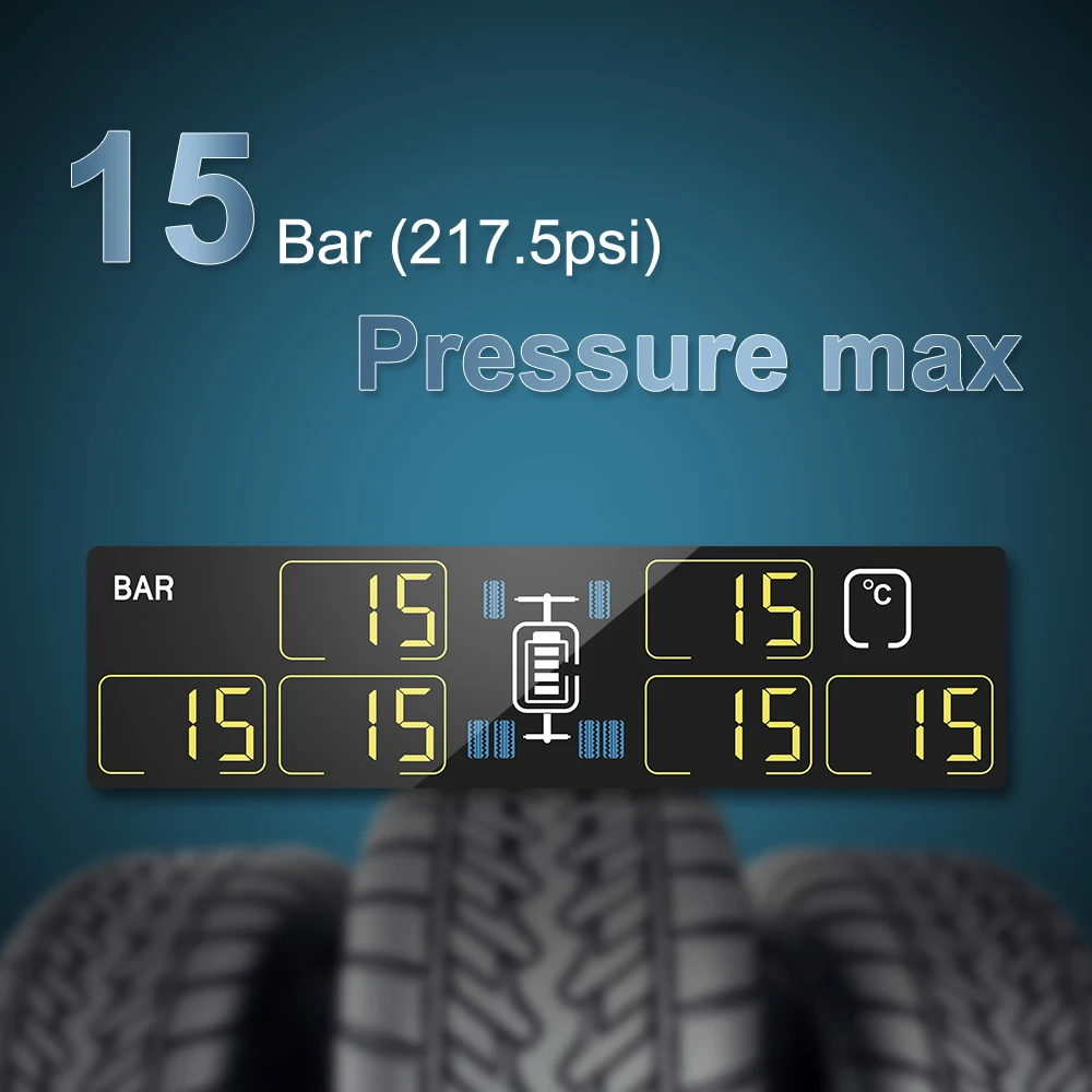 RV-LKW-Anhänger, 6 Sensoren, 6 Räder, USB, extern, kabellos, Solar-Reifendruck, Mon-Joring-System, Tpms