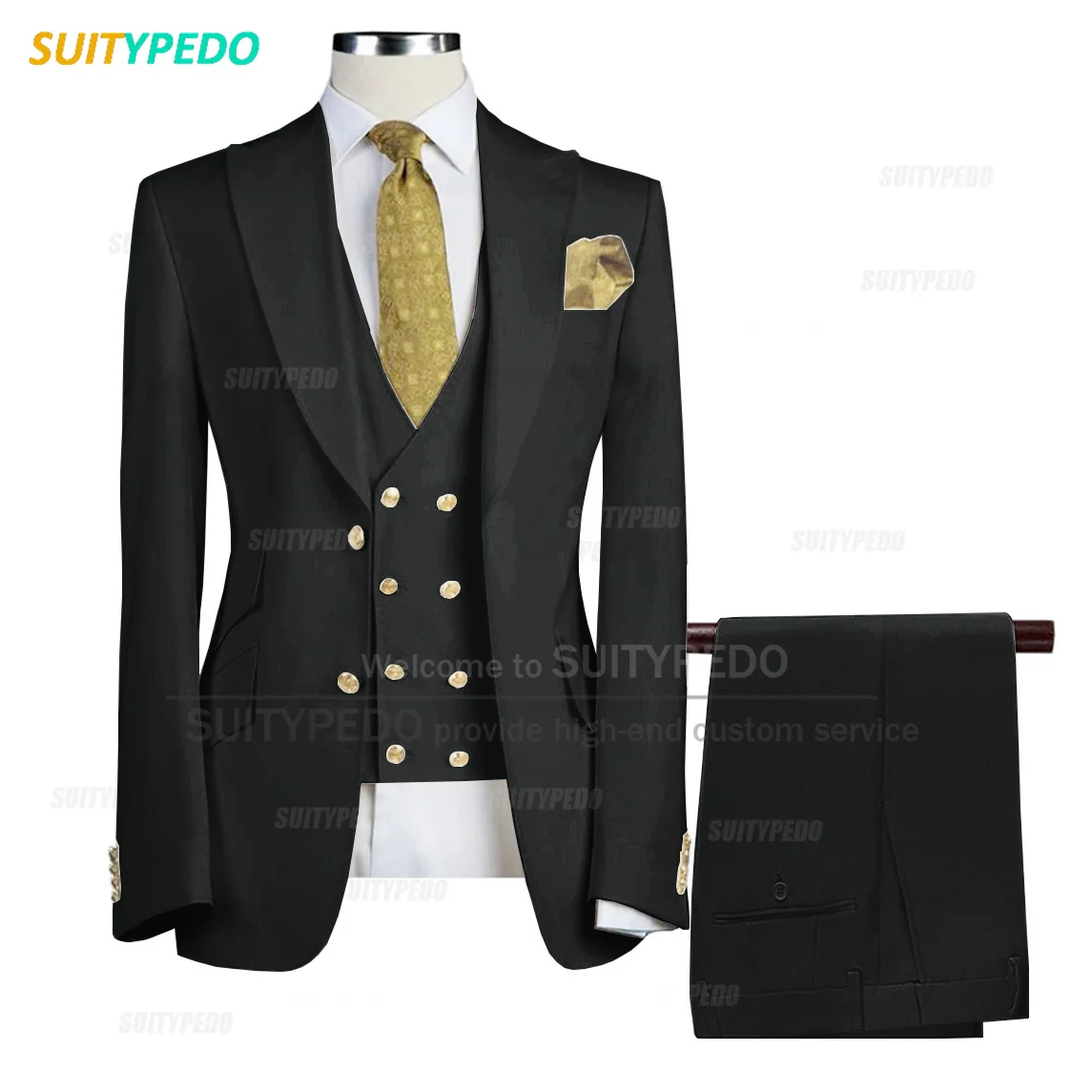 Tailor-made Formal Boys Suit Set Chorus Performance Elegant Blazer Vest Pants 3 Pieces Children Birthday Party Fashion Outfits