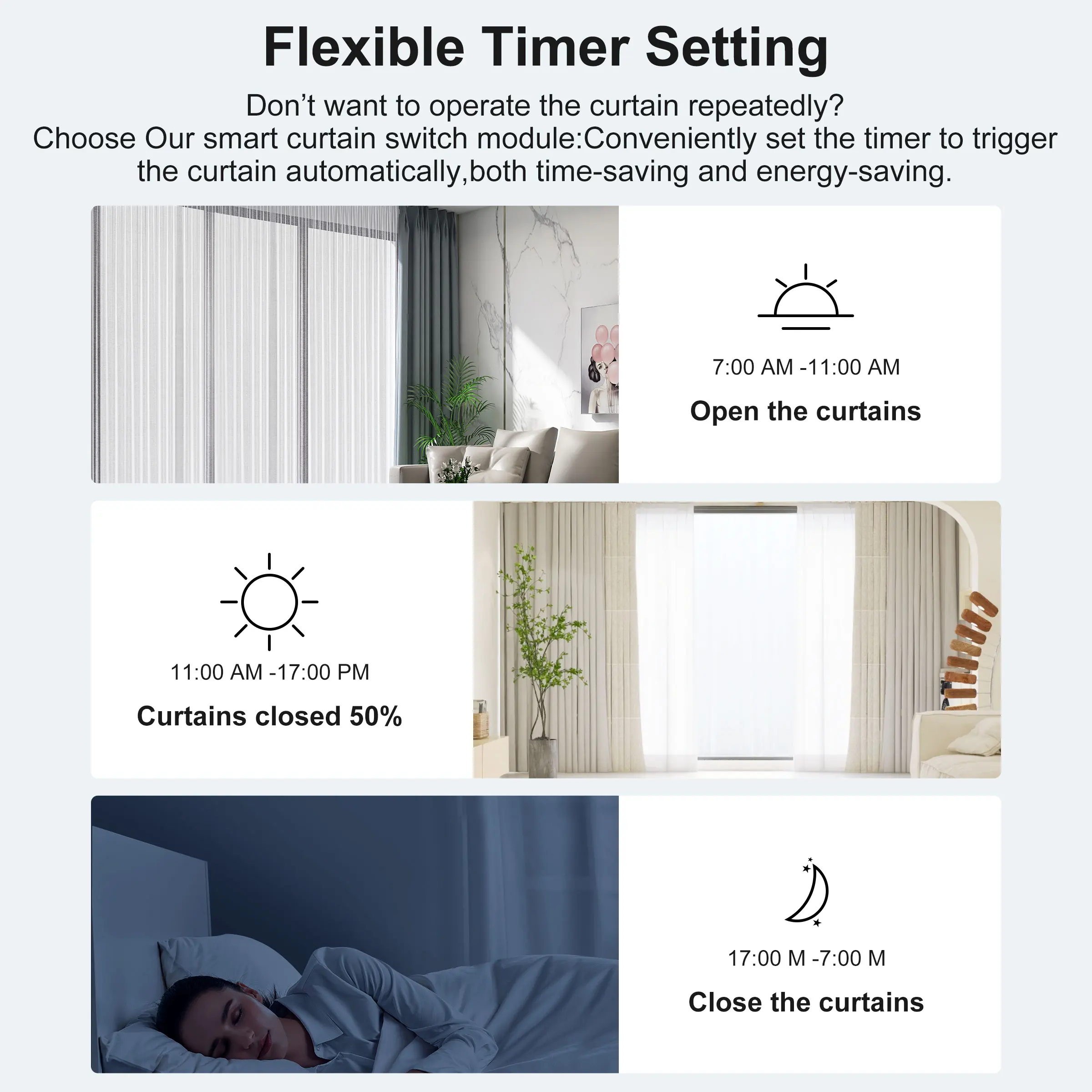 GIRIER Tuya Smart WiFi RF433 Curtain Switch Module for Roller Shutter Blind Motor Supports Timer Function Alexa Alice Hey Google