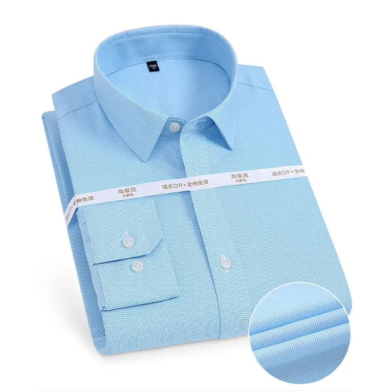 Men's Monochromatic Cotton Dress Shirt, Men's Business Shirts, High Quality, White, Non-Ironing, Four Seasons