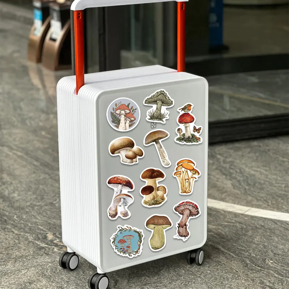 50PCS Vintage Mushroom Stickers Retro Style DIY Decals For Phone Case Fridge Laptop Hand Account Books Cartoon Graffiti Stickers