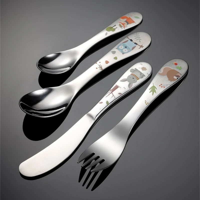 Cute Cartoon Spoon/Fork/Knife Knife/Fork/Spoon Dining Utensils Food Training Cutlery Birthday Gift for Little Boy Girls