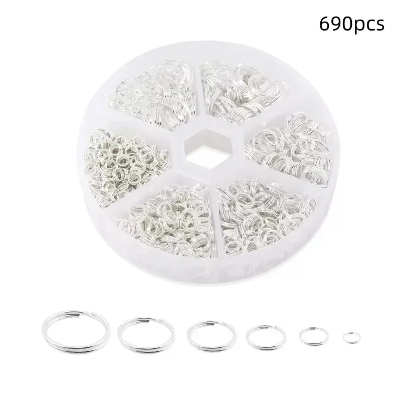 500/690pcs Ferroalloy Double Loop Open Rings for DIY
