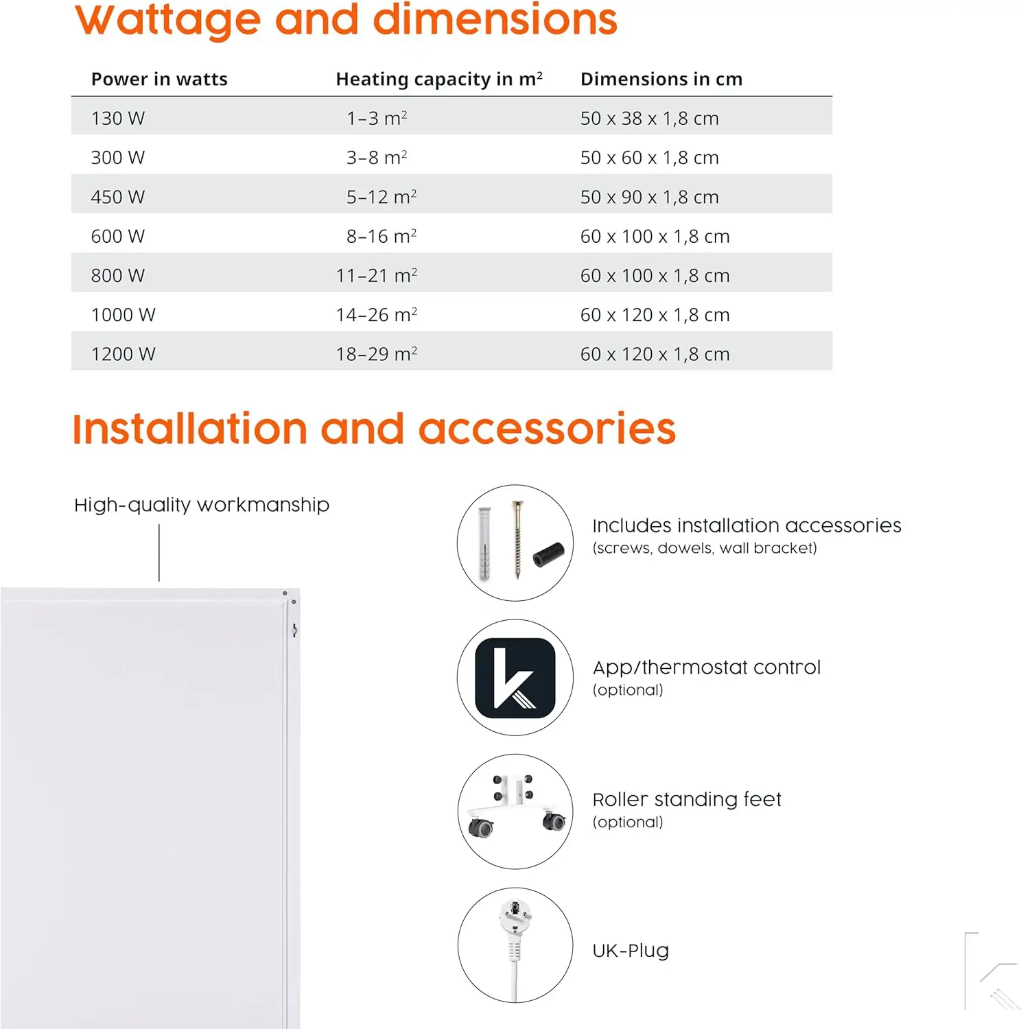 سخان مساحة بالأشعة تحت الحمراء - مناسب للغرف الأصغرى، تسخين كهربائي قوي وفعال للطاقة يُثبت على الحائط بسرعة #4