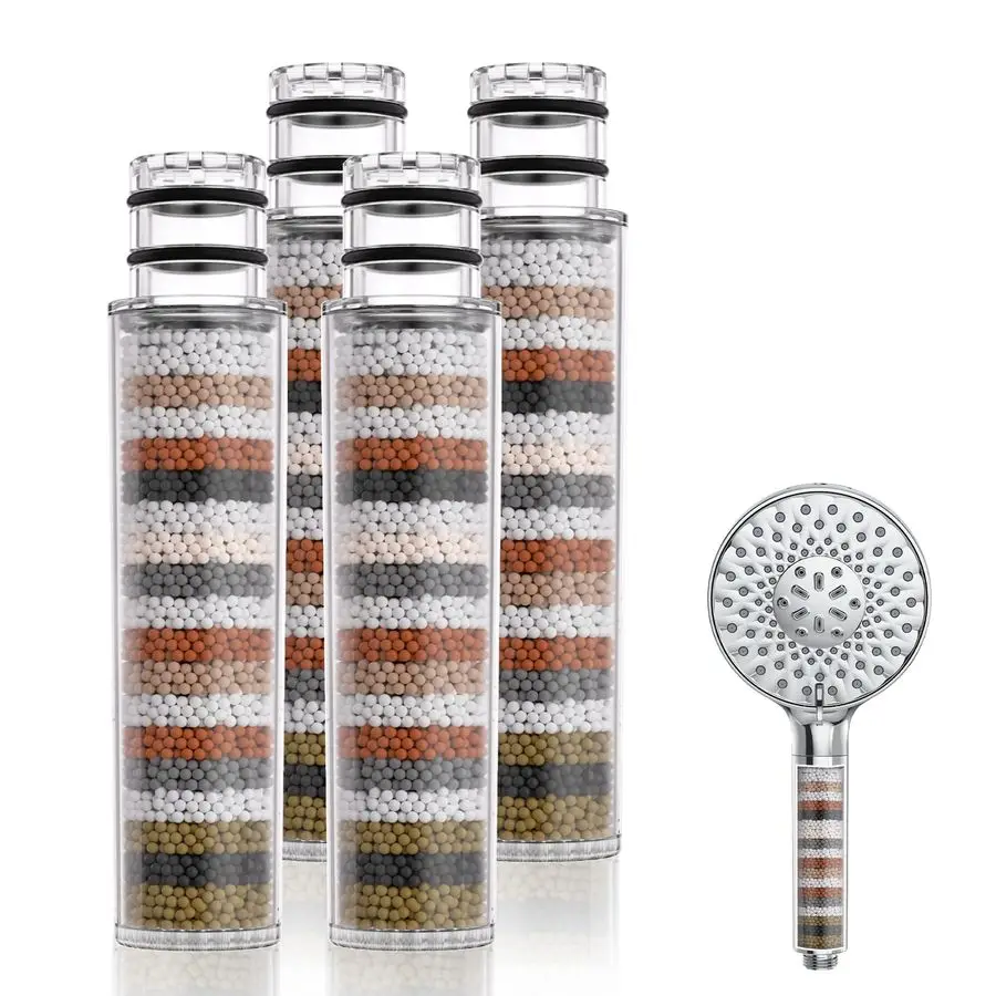 

Фильтр для душа SUN RISE для ручного душевого шланга, 4 сменных фильтра для жесткой воды, удаляют хлор и вредные вещества