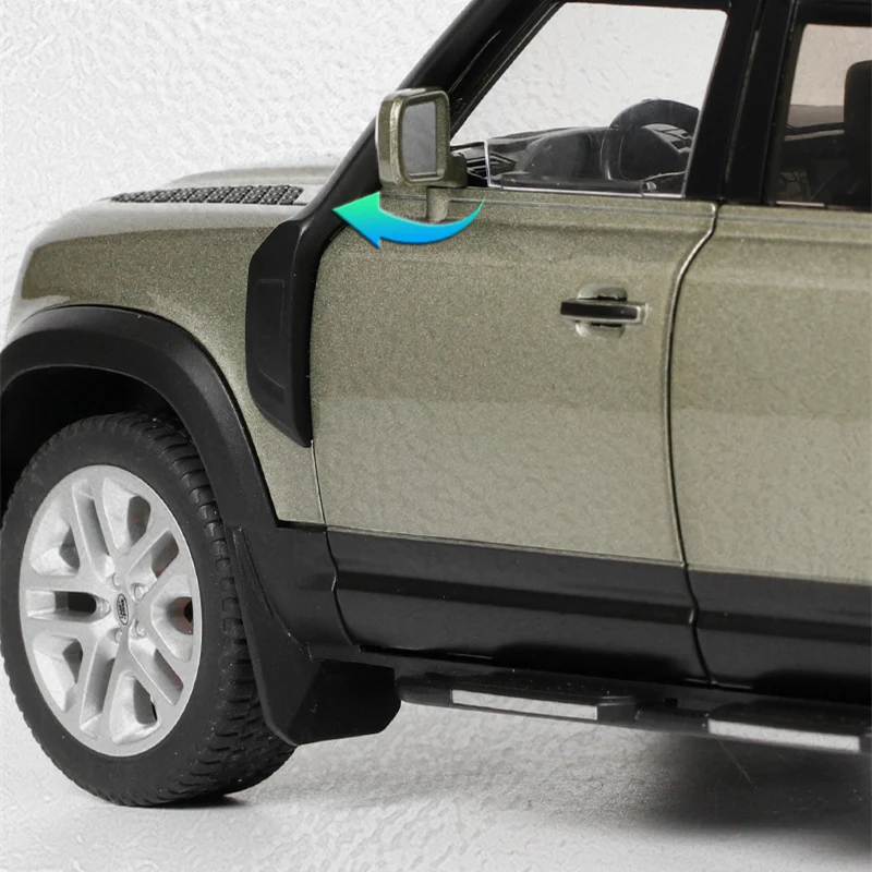 1/24 gama Rover Defender SUV aluminiowy Model samochodu odlewania imitacja metalu zabawka Model samochodu terenowego dźwięk i światło prezent dla