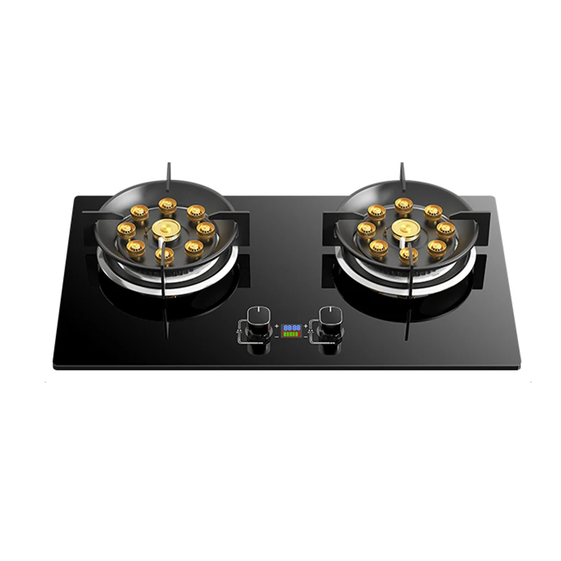 

Hot Selling Gas Cooker LPG Smart Timer Gas Cooktops Glass Top Battery 2 burner Gas Stove with Timer