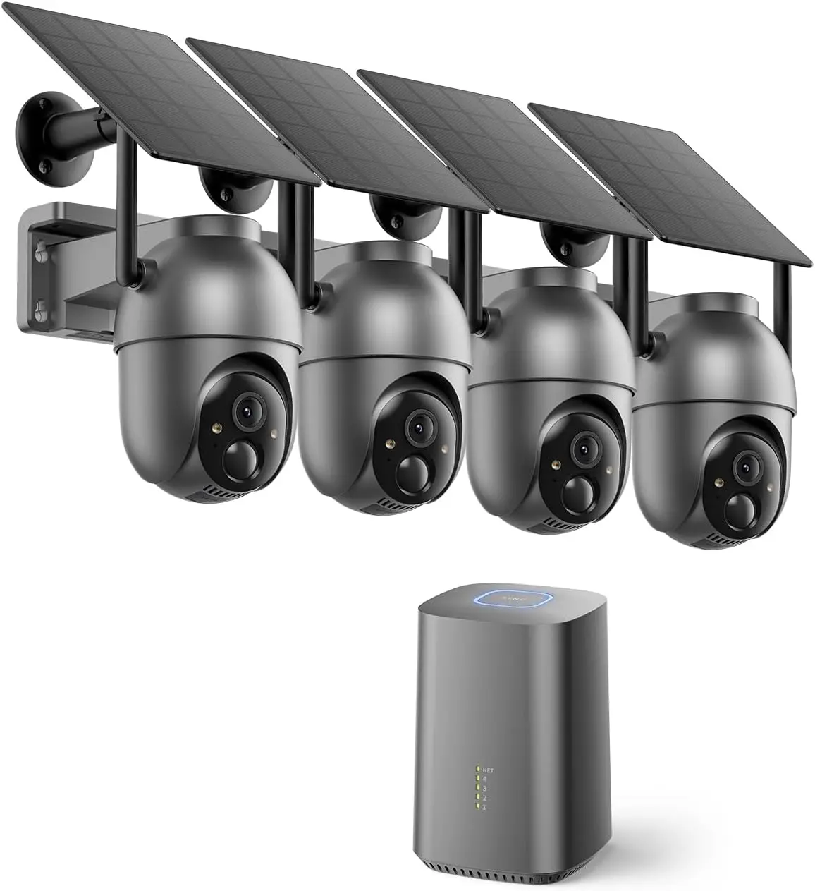 

Wireless Outdoor Security Camera Kit - 4 Solar Cameras, No Monthly Fee, 4MP Color Night Vision, 360° PTZ Control