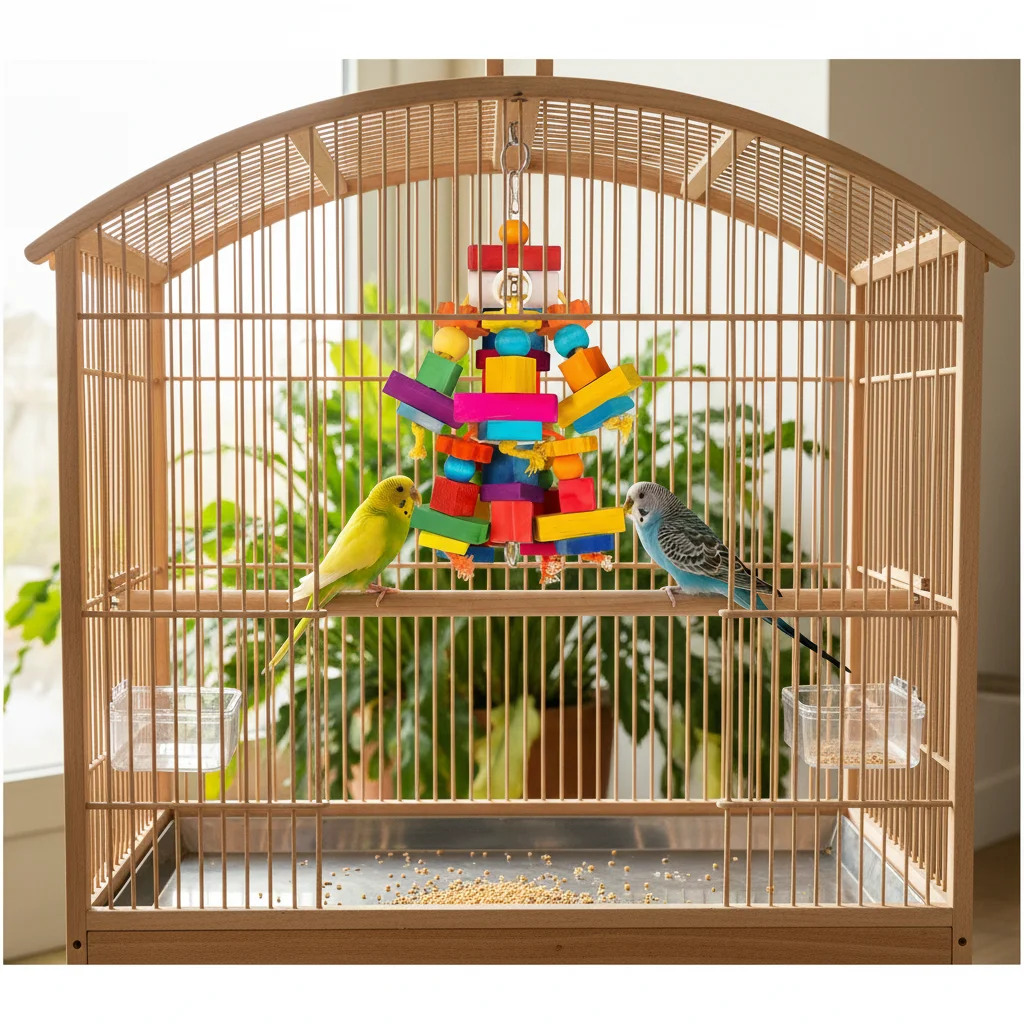 1pc Parrot Chew Toy Colorful Wooden Beak Care Accessories for Macaws Large Bird Mental Stimulation Durable Plaything