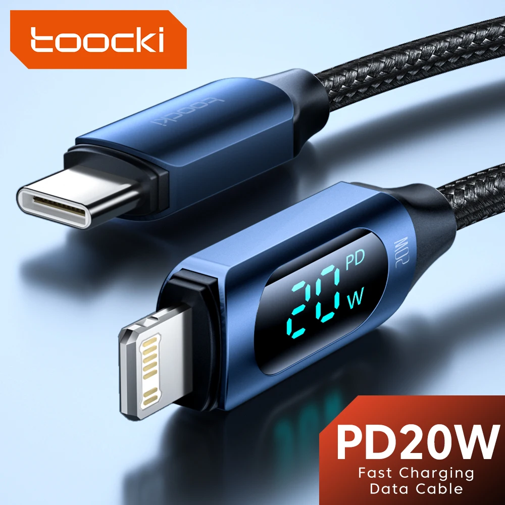 Toocki PD20W USB C Lightning Cable LED Digital Display Fast Charging Cable for iPhone 14 13 12 Pro Max 8 7 Type C to Lightning