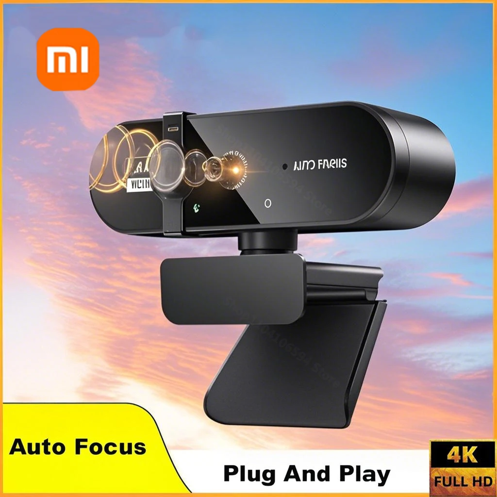 

Мини-камера Xiaomi 4K для встреч HD 1080P, веб-камера, микрофон, 30 кадров в секунду, USB-веб-камера для автофокуса, ПК, ноутбука, видеосъемка