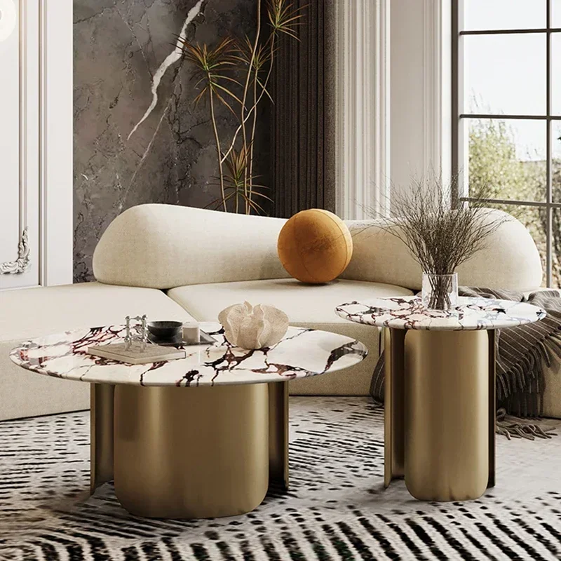 

Marble Nordic Coffee Tables Modern Design Round Unique Glam Side Table Minimalist AestheticTable Basse Living Room Furniture