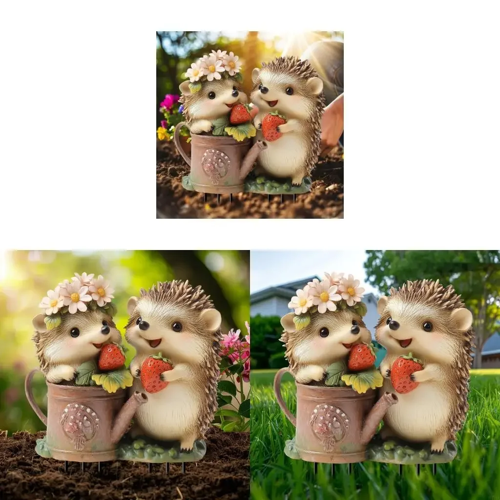 

Lovely Hedgehogs Garden Stake Weatherproofed Acrylic Lawn Stake Durability Outdoor Ornaments Y5GB
