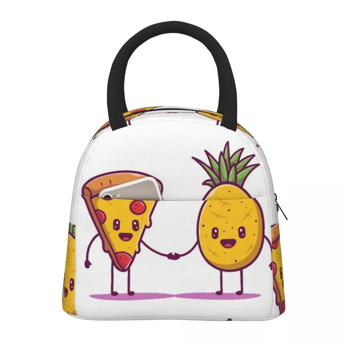 

Сумка для обеда ананаса и пиццы, винтажная сумка для обеда, Офисная Портативная сумка-холодильник, водонепроницаемая дизайнерская Термосумка-тоут