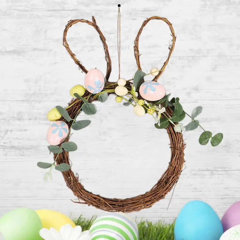 Ghirlanda di conigli pasquali Ghirlanda di uova di coniglio Ghirlanda di Pasqua Ghirlande Ghirlande per porte primaverili Corona decorativa per la casa primaverile Buona Pasqua