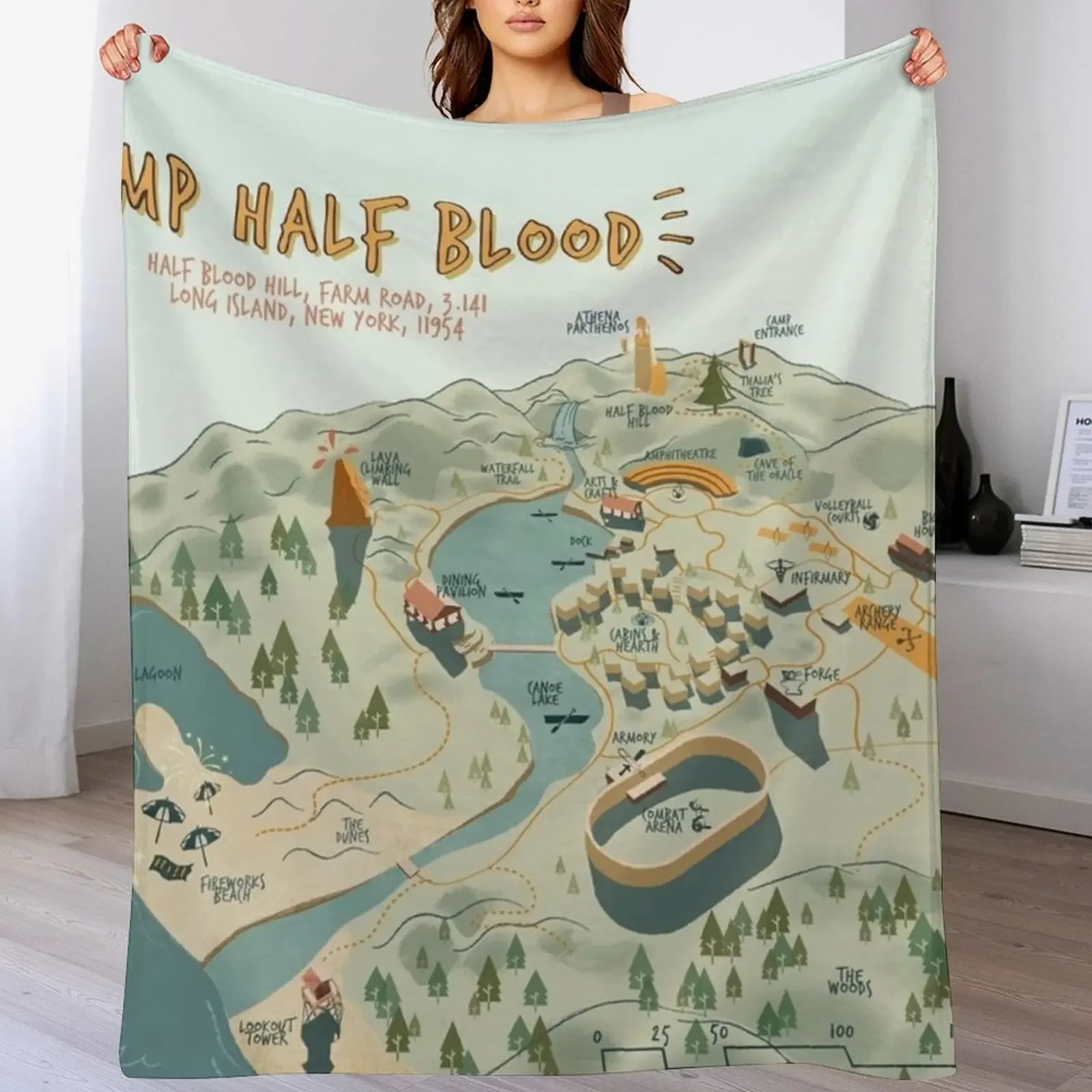 

Map of Camp Half Blood Throw Blanket for winter Single Plush Blankets