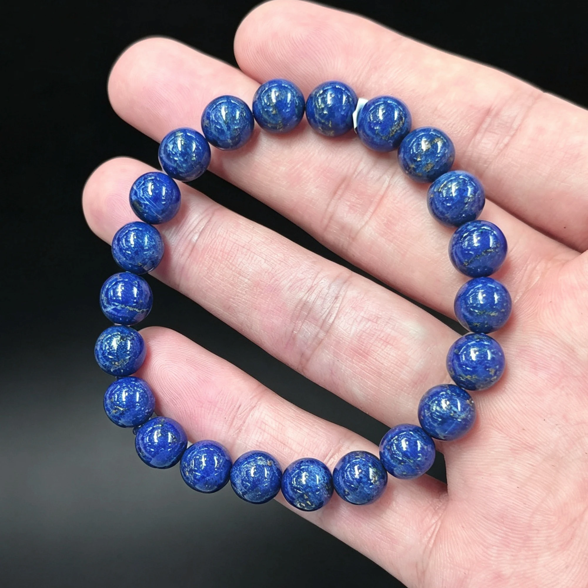 Natural Lapis Lazuli Gemstone Bracelet 8.5mm Smooth Round Royal Blue Beads Single Strand Elastic Stretch Jewelry Supply 1 Piece