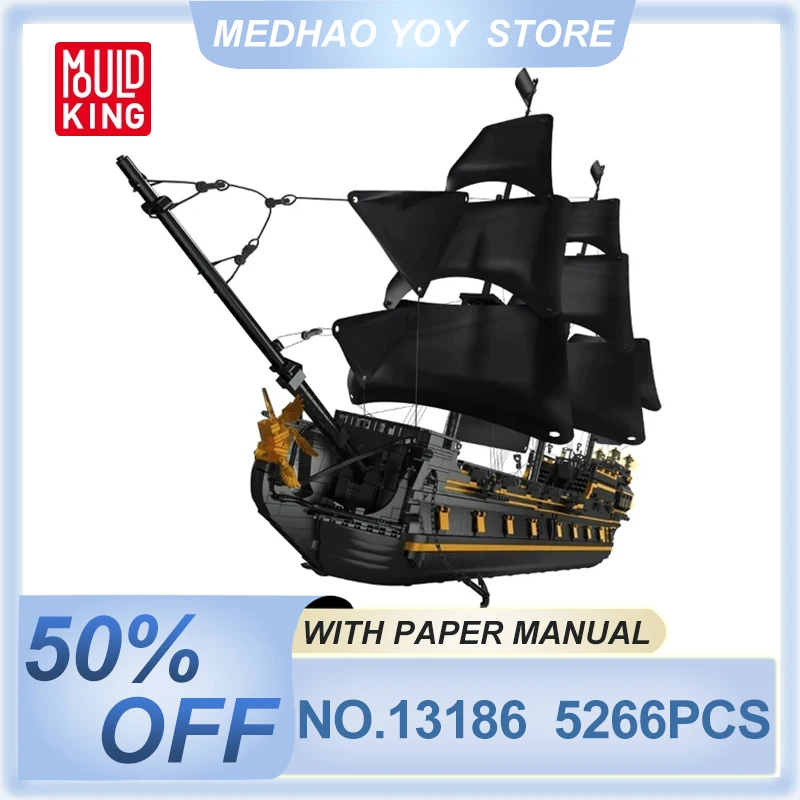 

MOULD KING 13186 MOC Technical Black Pearl Ship Model 5266pcs Building Blocks Bricks Puzzle Educational Toy Kids Christmas Gifts