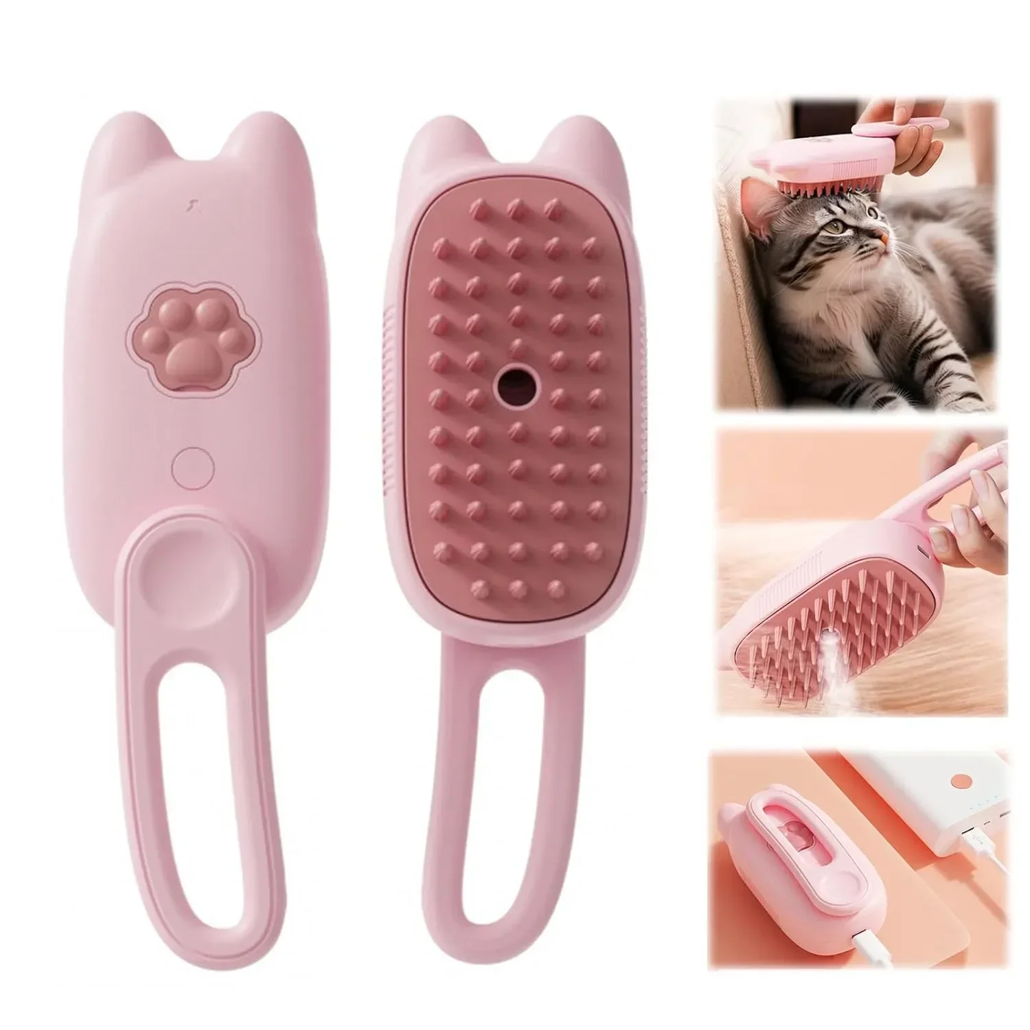 

3 in 1 Cat Steam Brush Dog Massage Brush Electric Spray Soft Silicone Hair Removal Brush Dog Grooming Supplies Pet Accessories