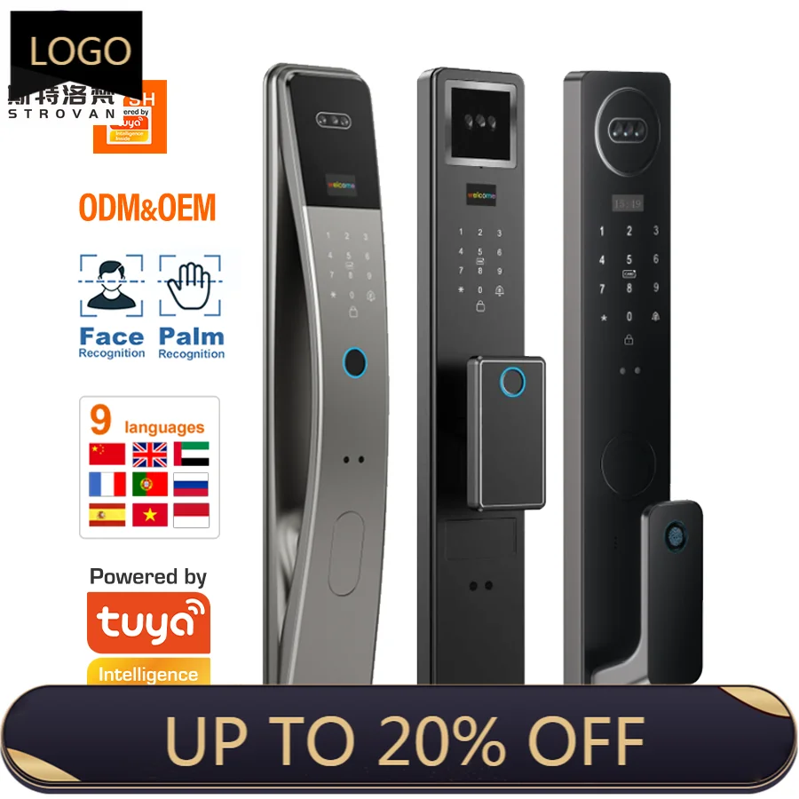 

STLF Electronic 3d Face Recognition Door Lock Odm&Oem Automatic Ai Digital Fingerprint Tuya Wifi Smart Door Lock With