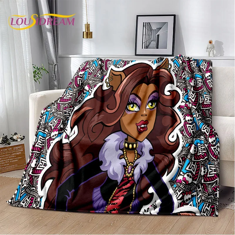 Cartoon Monster High Draculaura Vampire Soft Flannel Blanket for Beds Bedroom Sofa Picnic,Throw Blanket for Outdoor Leisure Gift