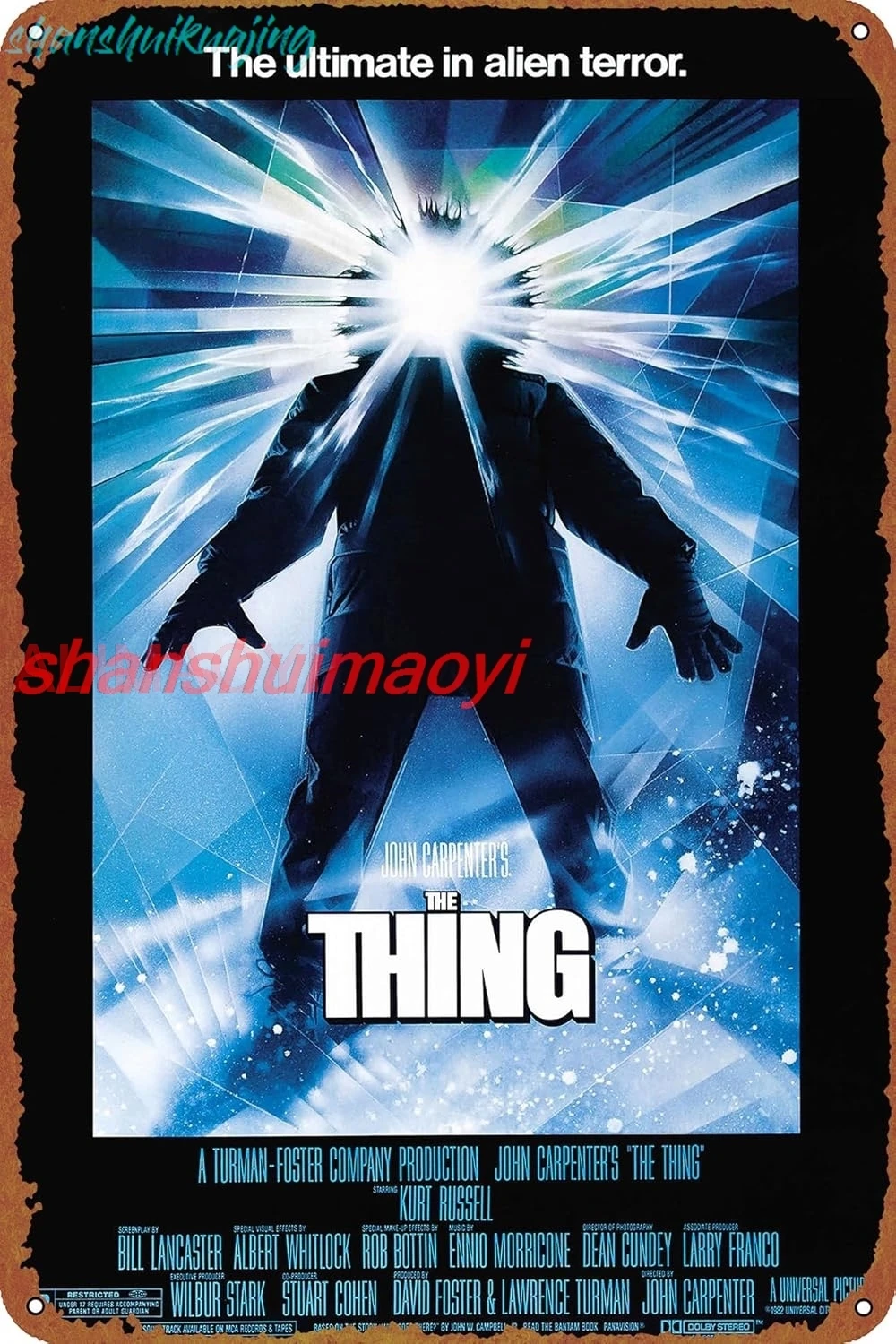 The Thing (1982) Horror Film Vintage Movie Poster Retro Metal Sign Vintage Tin Sign for Cafe Bar Home Wall Decor 12 X 8 inc sign