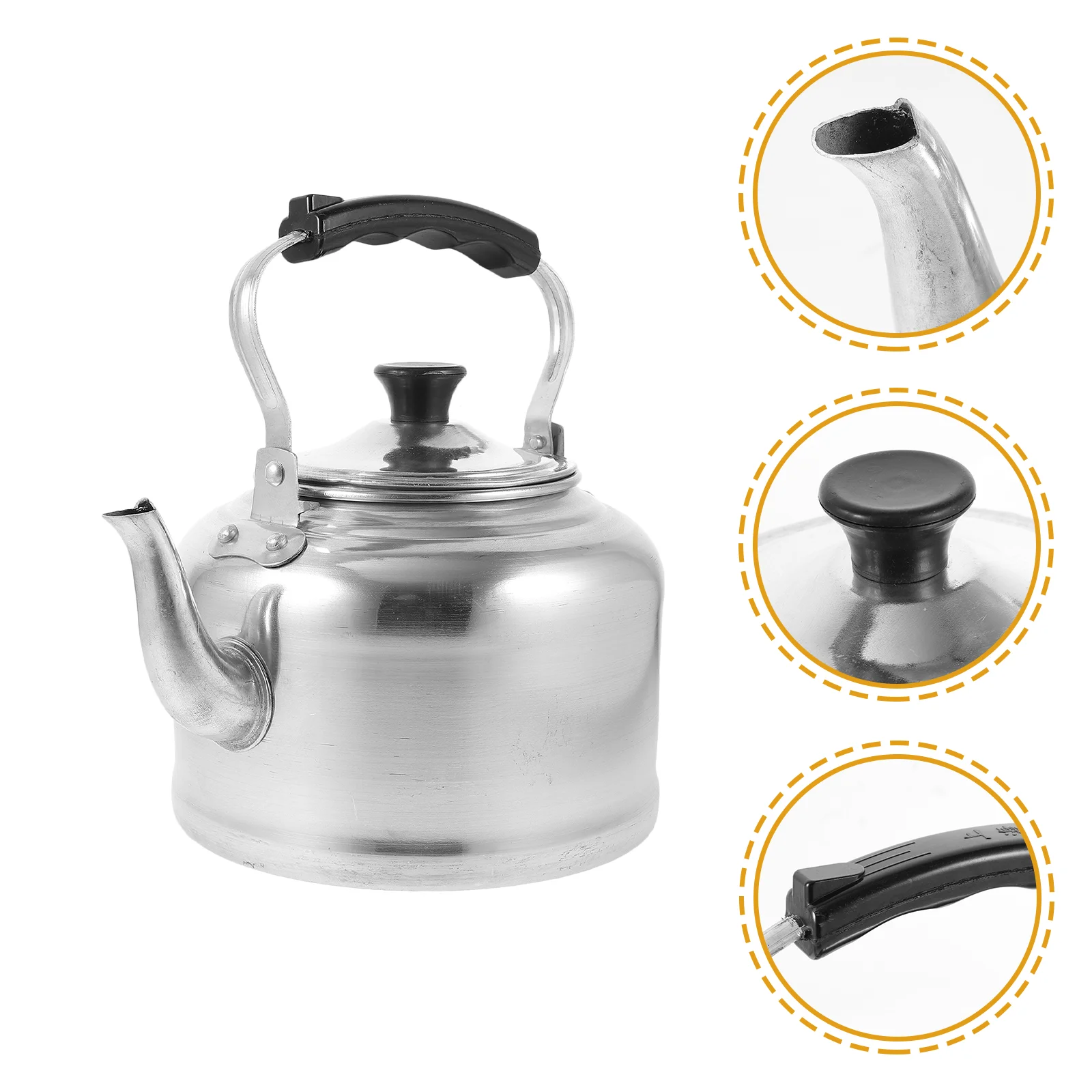 Gas Stove Tea Kettle Old-fashioned Aluminum Large Capacity Restaurant (20cm Polished Kettle) Water Kitchen Boiler Stovetop