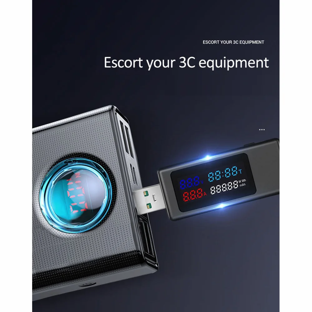 6 in 1 USB Tester DC4-30V IPS Display Digital Voltage Power Timing Capacity Meter Detector for Current, Voltage,Black