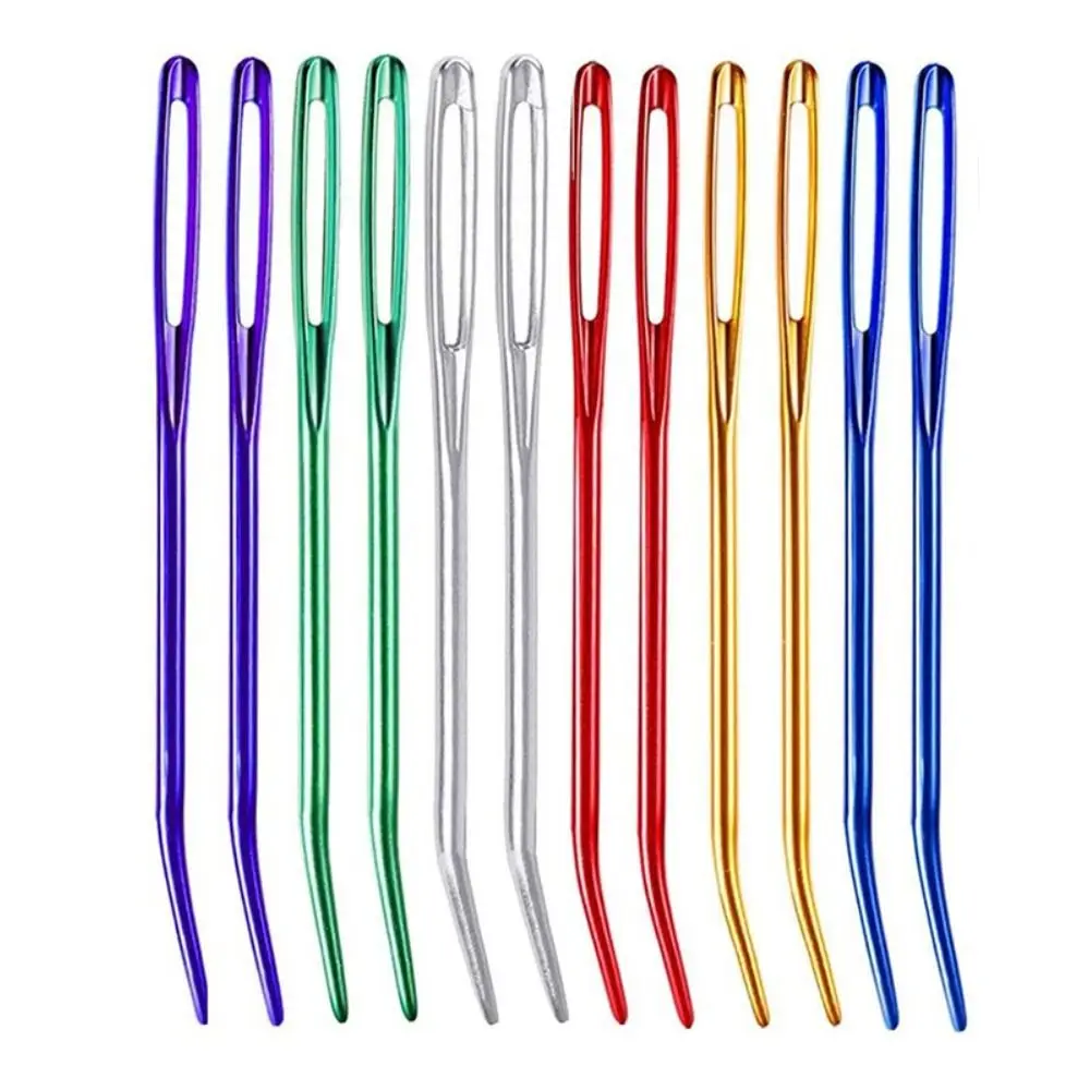 Needlework Crafts Sewing Bent Tip Big Eye Bent Needle Aluminum Multisize Knitting Needles Yarn Weave Tool DIY Sewing Accessories